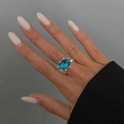 Ingemark Personalized Colorful Rhinestone Adjustable Opening Ring for Women Retro Acrylic Stackable Knuckle Ring Y2K Accessory