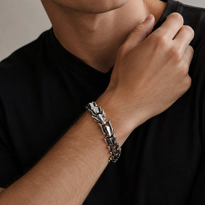 Ingemark Punk Style Keel Dragon Chunky Bracelet for Men Personality Gothic Silver Color Metal Open Bangles Jewelry Accessories
