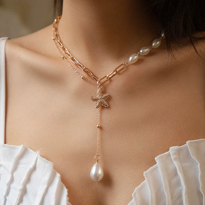 Ingemark Vintage Imitation-Pearl Heart OT Buckle Pendant Necklace Women Wedding Bridal Bead Chain Neck Accessories Jewelry New