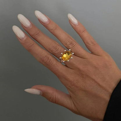 Ingemark Personalized Colorful Rhinestone Adjustable Opening Ring for Women Retro Acrylic Stackable Knuckle Ring Y2K Accessory