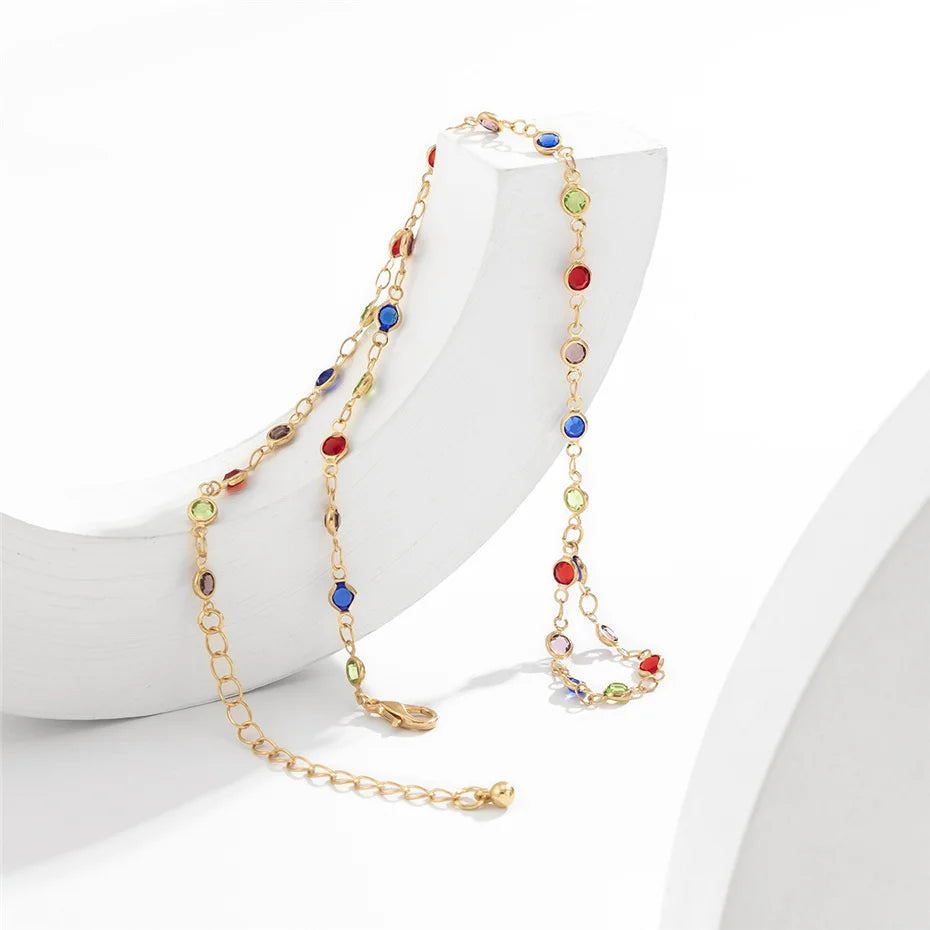 Boho Creative Simple Crystal Finger Bracelet For Women Gold Color Link Chains Connecting Hand Harness Bangles Y2K Jewelry Gift