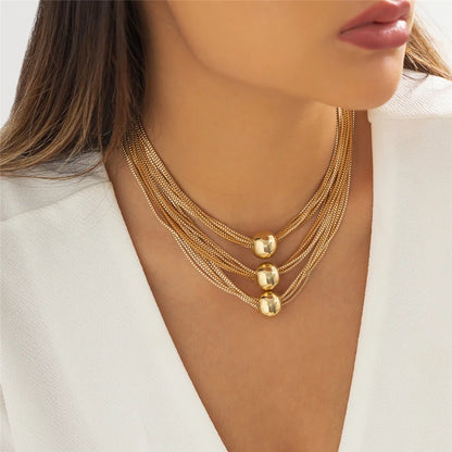 Ingemark Gothic Layered Big Ball Pendant Choker Necklace Women Punk Chunky Thick Box Clavicle Chain Grunge Jewelry Steampunk Men