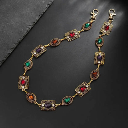 Ingemark Hip-Hop Red Green Acrylic Rhinestone Keychain Wallet Belt Chain for Men Trendy Hipster Pant Jeans Chain Street Jewelry