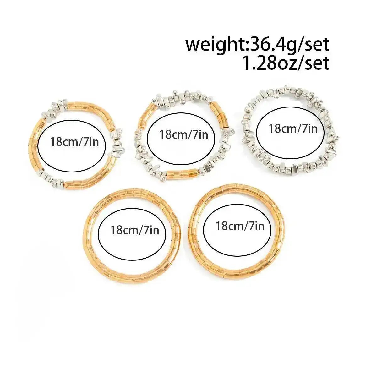 Ingemark 5 Pcs/Set Vintage Wood Beaded Elastic Bracelet for Women Classic Layering Bracelets Charm Bangles Hand Jewelry Gifts