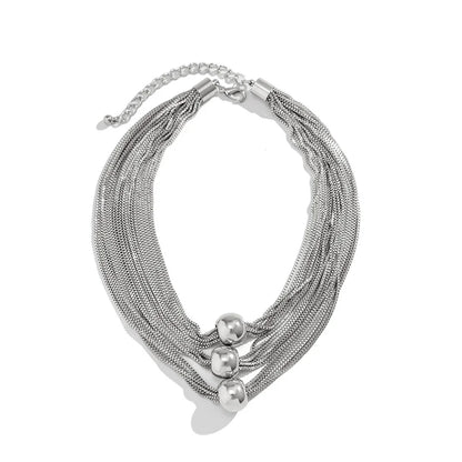 Ingemark Gothic Layered Big Ball Pendant Choker Necklace Women Punk Chunky Thick Box Clavicle Chain Grunge Jewelry Steampunk Men