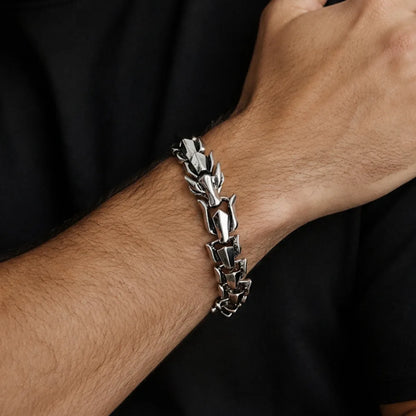 Ingemark Punk Style Keel Dragon Chunky Bracelet for Men Personality Gothic Silver Color Metal Open Bangles Jewelry Accessories