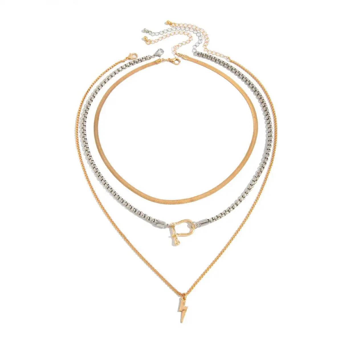 Ingemark 3Pcs/Set Unique Irregular Pendant Choker Necklace for Women Simple Metal Snake Chain Neck Jewelry Party Accessories