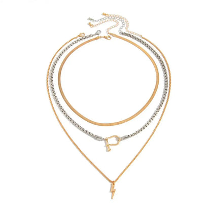 Ingemark 3Pcs/Set Unique Irregular Pendant Choker Necklace for Women Simple Metal Snake Chain Neck Jewelry Party Accessories