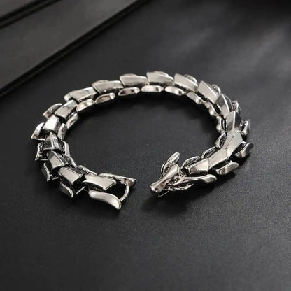 Ingemark Punk Style Keel Dragon Chunky Bracelet for Men Personality Gothic Silver Color Metal Open Bangles Jewelry Accessories