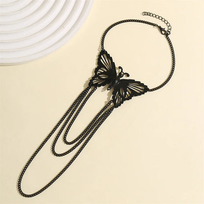 Ingemark Boho Exquisite Big Butterfly Tassel Arm Chain Bracelet Women Wedding Bridal Vintage Adjustable Bracelets Hand Jewelry