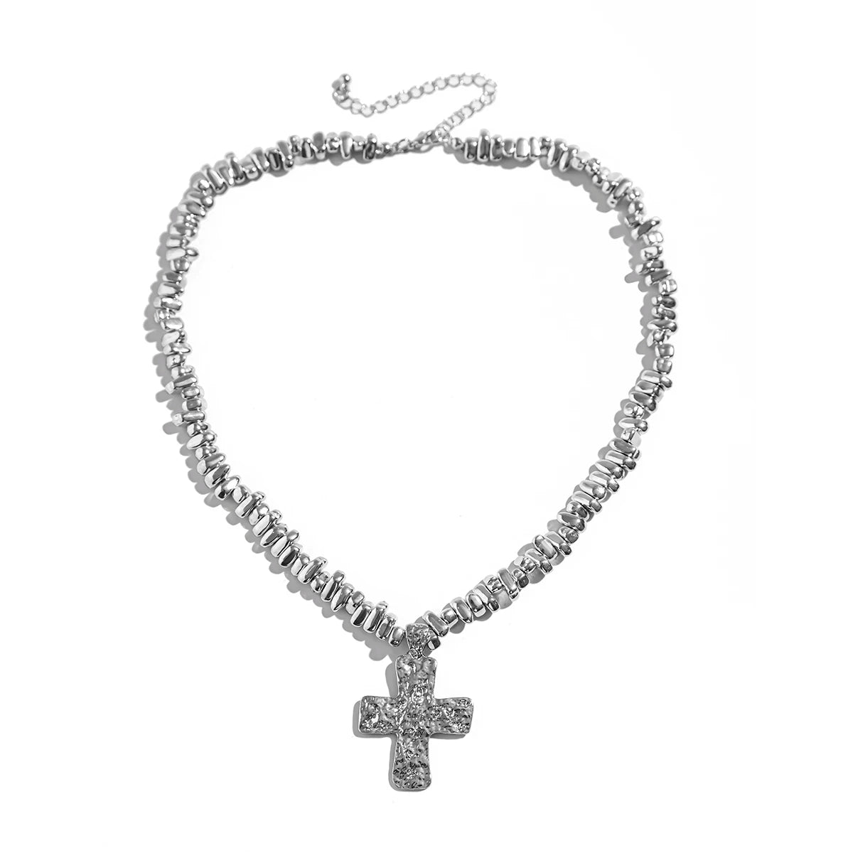 Ingemark 2Pcs/Set Creative Irregular CCB Beads Chain for Men Trendy Goth Cross Jesus Pendant Choker Grunge Jewelry Steampunk New
