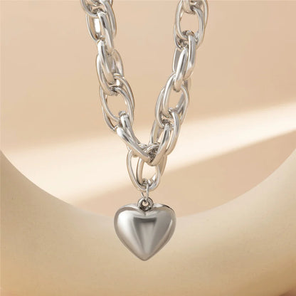 Ingemark High Quality Punk Big Heart Pendant Necklace Women Fashion Statement Chunky Heavy Chain Grunge Jewelry Steampunk Men