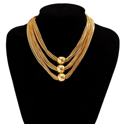 Ingemark Gothic Layered Big Ball Pendant Choker Necklace Women Punk Chunky Thick Box Clavicle Chain Grunge Jewelry Steampunk Men
