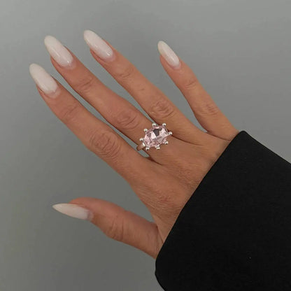Ingemark Personalized Colorful Rhinestone Adjustable Opening Ring for Women Retro Acrylic Stackable Knuckle Ring Y2K Accessory