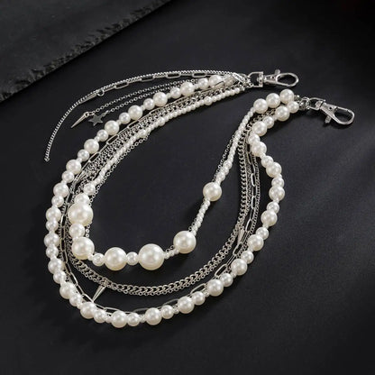 Exquisite Luxury Imitation Pearl Trousers Hipster Pant Jean Keychain for Men Punk Trousers Jeans Keyring HipHop Jewelry