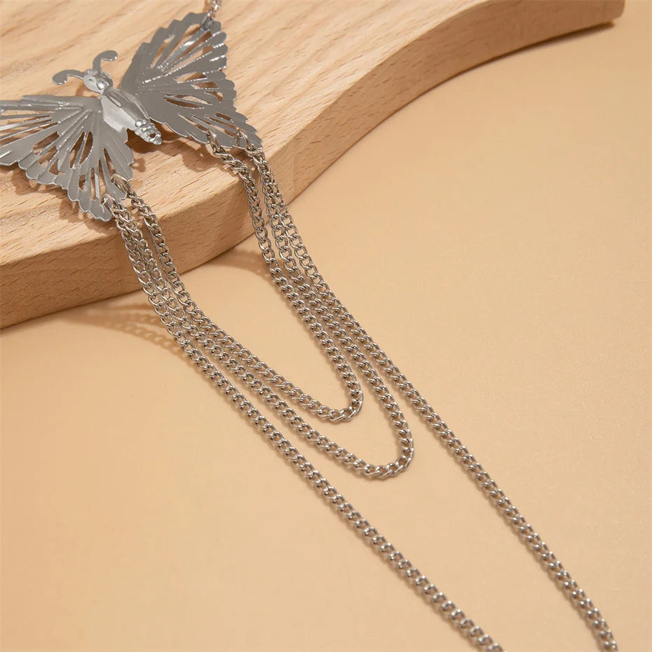 Ingemark Boho Exquisite Big Butterfly Tassel Arm Chain Bracelet Women Wedding Bridal Vintage Adjustable Bracelets Hand Jewelry